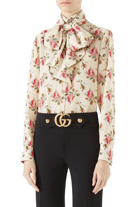 gucci rose print blouse|Gucci decorative blouses.